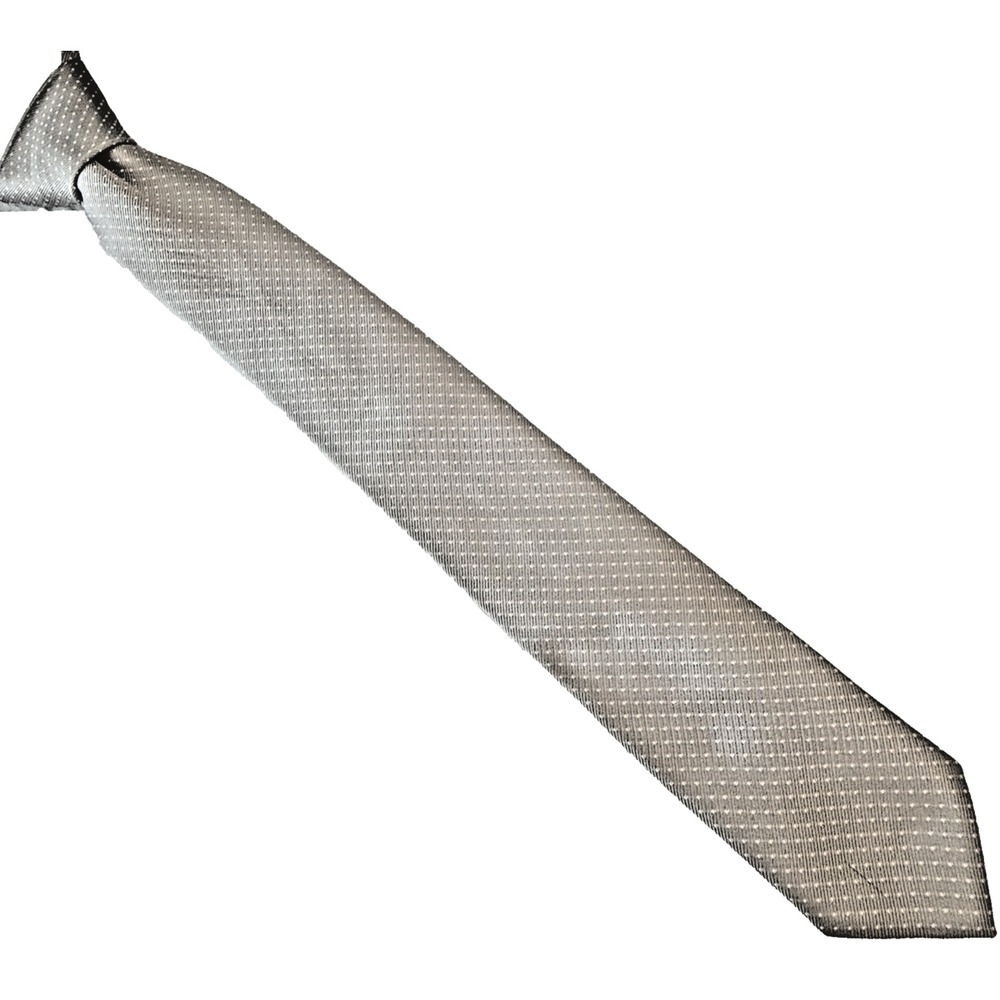 ESQUIRE Mens Tie Gray White Micro Dots 100% Silk Designer Necktie Office Modern - Picture 2 of 7